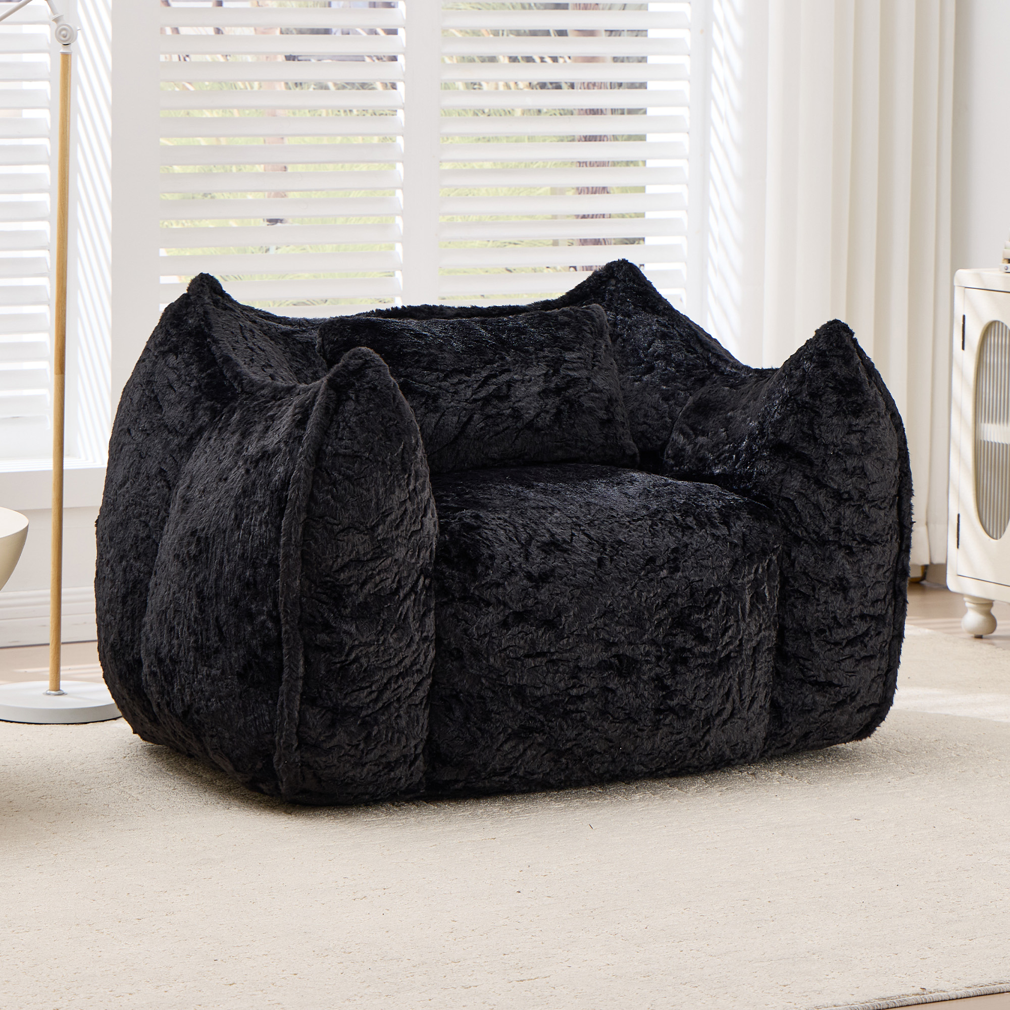 Giant Bean Bag Chair with pillow, Comfy Large Bean Bag Chairs for Adults and Kids, Faux Fur Floor So