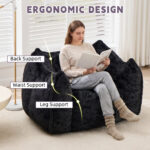 Giant Bean Bag Chair with pillow, Comfy Large Bean Bag Chairs for Adults and Kids, Faux Fur Floor So - Image 5