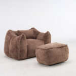 Giant Bean Bag Chair for Adults &Kids Faux Fur Bean Bag Sofa Chairs with Pillow &Ottoman, Comfy Read - Image 10