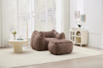 Giant Bean Bag Chair for Adults &Kids Faux Fur Bean Bag Sofa Chairs with Pillow &Ottoman, Comfy Read - Image 19