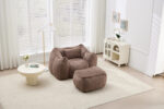 Giant Bean Bag Chair for Adults &Kids Faux Fur Bean Bag Sofa Chairs with Pillow &Ottoman, Comfy Read - Image 22