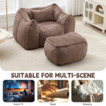 Giant Bean Bag Chair for Adults &Kids Faux Fur Bean Bag Sofa Chairs with Pillow &Ottoman, Comfy Read - Image 6