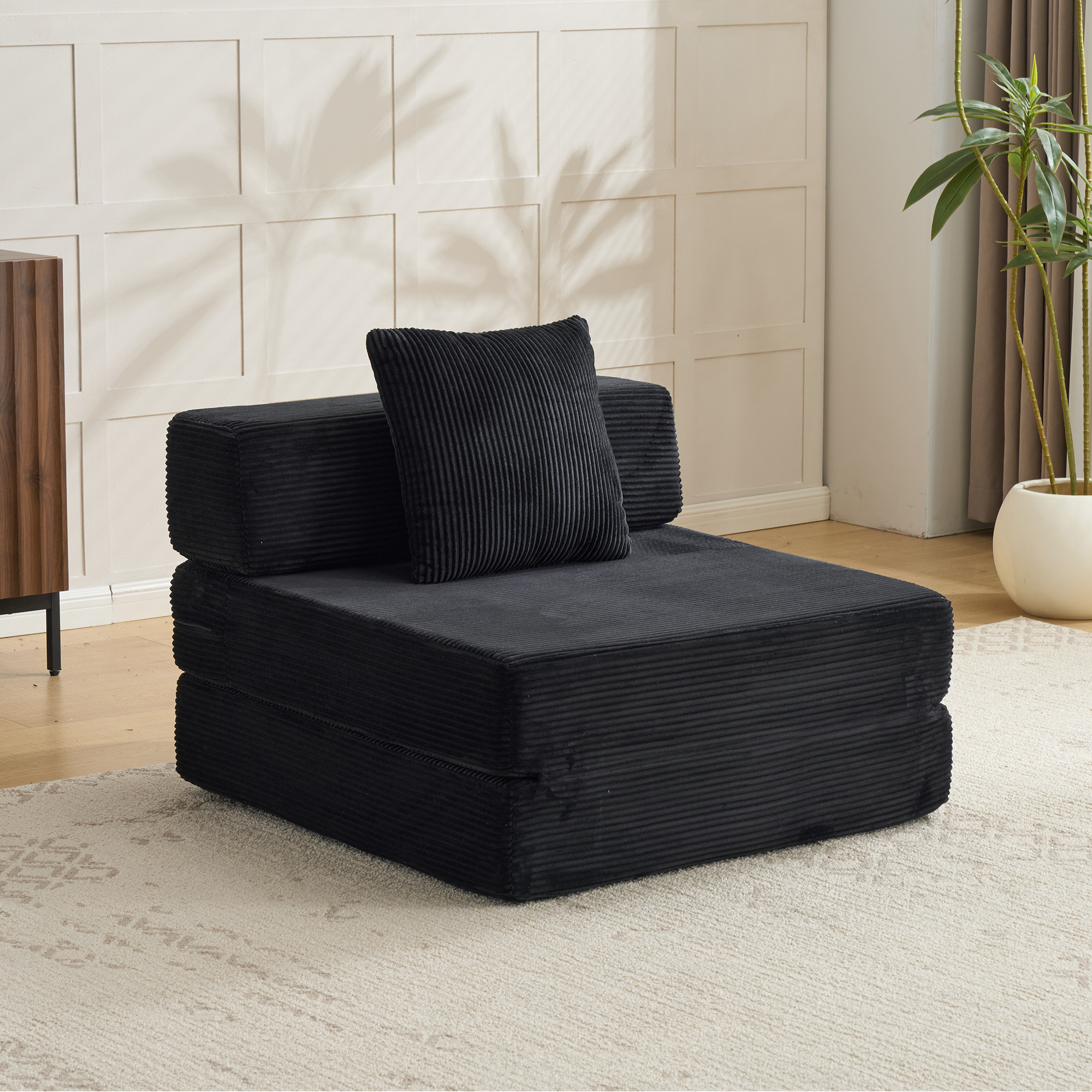 T6011P536857_1.jpg Floor Couch,Compression Sofa,Convertible Floor Sofa Bed-with Pillow Back Support Armrest,Comfy Singl - Image 1