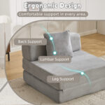 Floor Couch,Compression Sofa,Convertible Floor Sofa Bed-with Pillow Back Support Armrest,Comfy Singl - Image 6