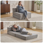 Floor Couch,Compression Sofa,Convertible Floor Sofa Bed-with Pillow Back Support Armrest,Comfy Singl - Image 8