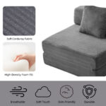 Floor Couch,Compression Sofa,Convertible Floor Sofa Bed-with Pillow Back Support Armrest,Comfy Singl - Image 4