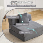 Floor Couch,Compression Sofa,Convertible Floor Sofa Bed-with Pillow Back Support Armrest,Comfy Singl - Image 6