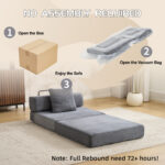 Floor Couch,Compression Sofa,Convertible Floor Sofa Bed-with Pillow Back Support Armrest,Comfy Singl - Image 7