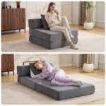 Floor Couch,Compression Sofa,Convertible Floor Sofa Bed-with Pillow Back Support Armrest,Comfy Singl - Image 8