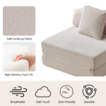 Floor Couch,Compression Sofa,Convertible Floor Sofa Bed-with Pillow Back Support Armrest,Comfy Singl - Image 4
