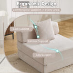 Floor Couch,Compression Sofa,Convertible Floor Sofa Bed-with Pillow Back Support Armrest,Comfy Singl - Image 6