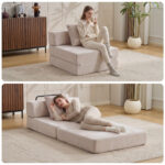 Floor Couch,Compression Sofa,Convertible Floor Sofa Bed-with Pillow Back Support Armrest,Comfy Singl - Image 8