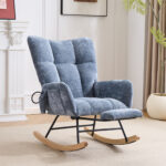 Rocking Chair Nursery with Airbag, Comfy Nursery Rocking Reading Chair Indoor, Cozy Upholstered Glid