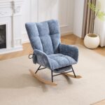 Rocking Chair Nursery with Airbag, Comfy Nursery Rocking Reading Chair Indoor, Cozy Upholstered Glid - Image 11