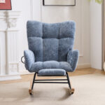 Rocking Chair Nursery with Airbag, Comfy Nursery Rocking Reading Chair Indoor, Cozy Upholstered Glid - Image 2