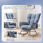 Rocking Chair Nursery with Airbag, Comfy Nursery Rocking Reading Chair Indoor, Cozy Upholstered Glid - Image 5