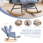 Rocking Chair Nursery with Airbag, Comfy Nursery Rocking Reading Chair Indoor, Cozy Upholstered Glid - Image 6