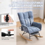 Rocking Chair Nursery with Airbag, Comfy Nursery Rocking Reading Chair Indoor, Cozy Upholstered Glid - Image 7