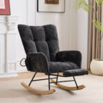 Rocking Chair Nursery with Airbag, Comfy Nursery Rocking Reading Chair Indoor, Cozy Upholstered Glid