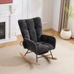Rocking Chair Nursery with Airbag, Comfy Nursery Rocking Reading Chair Indoor, Cozy Upholstered Glid - Image 21