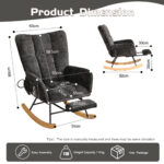 Rocking Chair Nursery with Airbag, Comfy Nursery Rocking Reading Chair Indoor, Cozy Upholstered Glid - Image 3