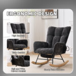 Rocking Chair Nursery with Airbag, Comfy Nursery Rocking Reading Chair Indoor, Cozy Upholstered Glid - Image 5