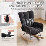 Rocking Chair Nursery with Airbag, Comfy Nursery Rocking Reading Chair Indoor, Cozy Upholstered Glid - Image 7
