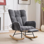 Rocking Chair Nursery with Airbag, Comfy Nursery Rocking Reading Chair Indoor, Cozy Upholstered Glid