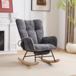 Rocking Chair Nursery with Airbag, Comfy Nursery Rocking Reading Chair Indoor, Cozy Upholstered Glid - Image 13