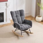 Rocking Chair Nursery with Airbag, Comfy Nursery Rocking Reading Chair Indoor, Cozy Upholstered Glid - Image 19