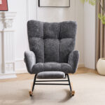 Rocking Chair Nursery with Airbag, Comfy Nursery Rocking Reading Chair Indoor, Cozy Upholstered Glid - Image 2