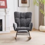 Rocking Chair Nursery with Airbag, Comfy Nursery Rocking Reading Chair Indoor, Cozy Upholstered Glid - Image 21