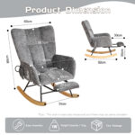 Rocking Chair Nursery with Airbag, Comfy Nursery Rocking Reading Chair Indoor, Cozy Upholstered Glid - Image 3
