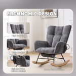 Rocking Chair Nursery with Airbag, Comfy Nursery Rocking Reading Chair Indoor, Cozy Upholstered Glid - Image 5