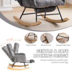 Rocking Chair Nursery with Airbag, Comfy Nursery Rocking Reading Chair Indoor, Cozy Upholstered Glid - Image 6