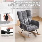 Rocking Chair Nursery with Airbag, Comfy Nursery Rocking Reading Chair Indoor, Cozy Upholstered Glid - Image 7