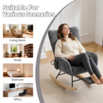 Rocking Chair Nursery with Airbag, Comfy Nursery Rocking Reading Chair Indoor, Cozy Upholstered Glid - Image 8