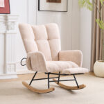 Rocking Chair Nursery with Airbag, Comfy Nursery Rocking Reading Chair Indoor, Cozy Upholstered Glid