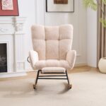 Rocking Chair Nursery with Airbag, Comfy Nursery Rocking Reading Chair Indoor, Cozy Upholstered Glid - Image 13