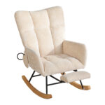 Rocking Chair Nursery with Airbag, Comfy Nursery Rocking Reading Chair Indoor, Cozy Upholstered Glid - Image 25