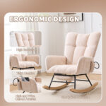 Rocking Chair Nursery with Airbag, Comfy Nursery Rocking Reading Chair Indoor, Cozy Upholstered Glid - Image 5