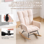 Rocking Chair Nursery with Airbag, Comfy Nursery Rocking Reading Chair Indoor, Cozy Upholstered Glid - Image 7