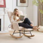 Rocking Chair Nursery with Airbag, Comfy Nursery Rocking Reading Chair Indoor, Cozy Upholstered Glid - Image 9