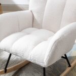 Teddy Fabric Rocking Chair with Pocket, Soft Rocking Chair for Nursery, Comfy Wingback Golider Rocki - Image 10