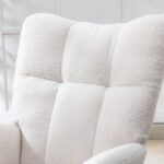 Teddy Fabric Rocking Chair with Pocket, Soft Rocking Chair for Nursery, Comfy Wingback Golider Rocki - Image 16