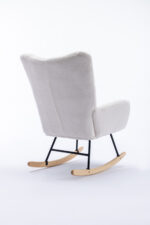 Teddy Fabric Rocking Chair with Pocket, Soft Rocking Chair for Nursery, Comfy Wingback Golider Rocki - Image 19