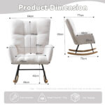 Teddy Fabric Rocking Chair with Pocket, Soft Rocking Chair for Nursery, Comfy Wingback Golider Rocki - Image 2