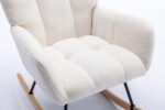 Teddy Fabric Rocking Chair with Pocket, Soft Rocking Chair for Nursery, Comfy Wingback Golider Rocki - Image 23