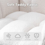 Teddy Fabric Rocking Chair with Pocket, Soft Rocking Chair for Nursery, Comfy Wingback Golider Rocki - Image 3