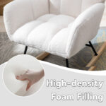 Teddy Fabric Rocking Chair with Pocket, Soft Rocking Chair for Nursery, Comfy Wingback Golider Rocki - Image 4